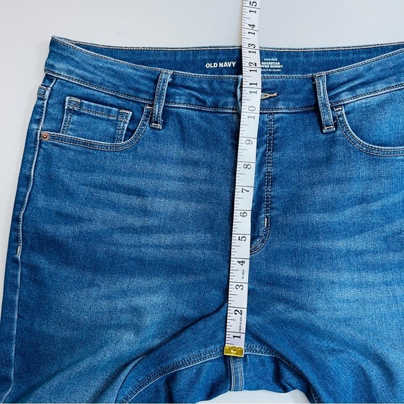 Old Navy High-Rise Rockstar Super Skinny Built -In Warm Jeans 12 Blue Pockets - Picture 8 of 11